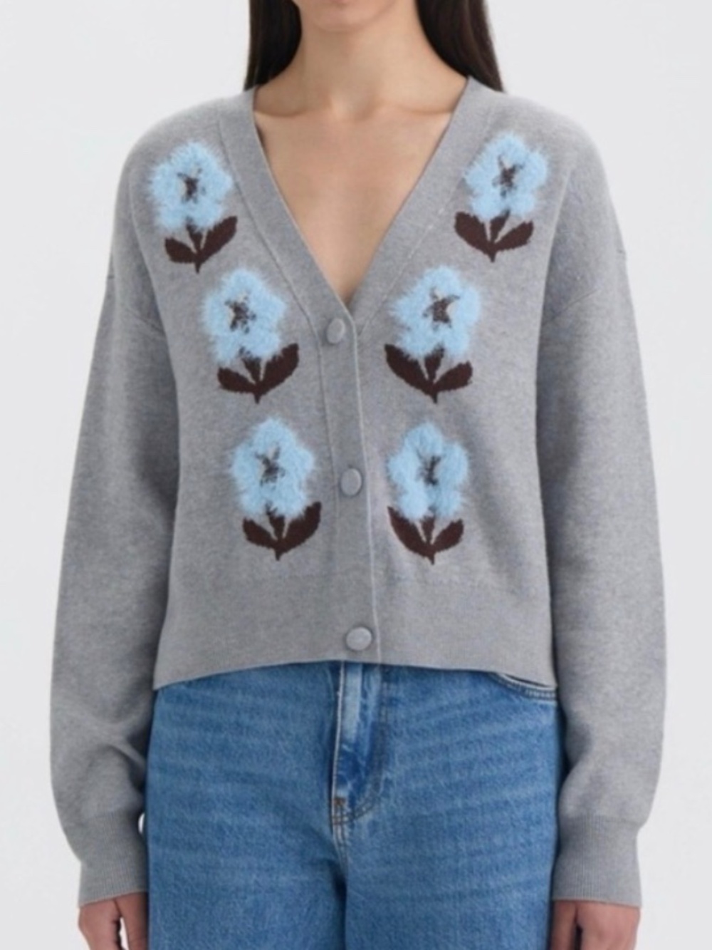 NVLT Gray Floral Cardigan